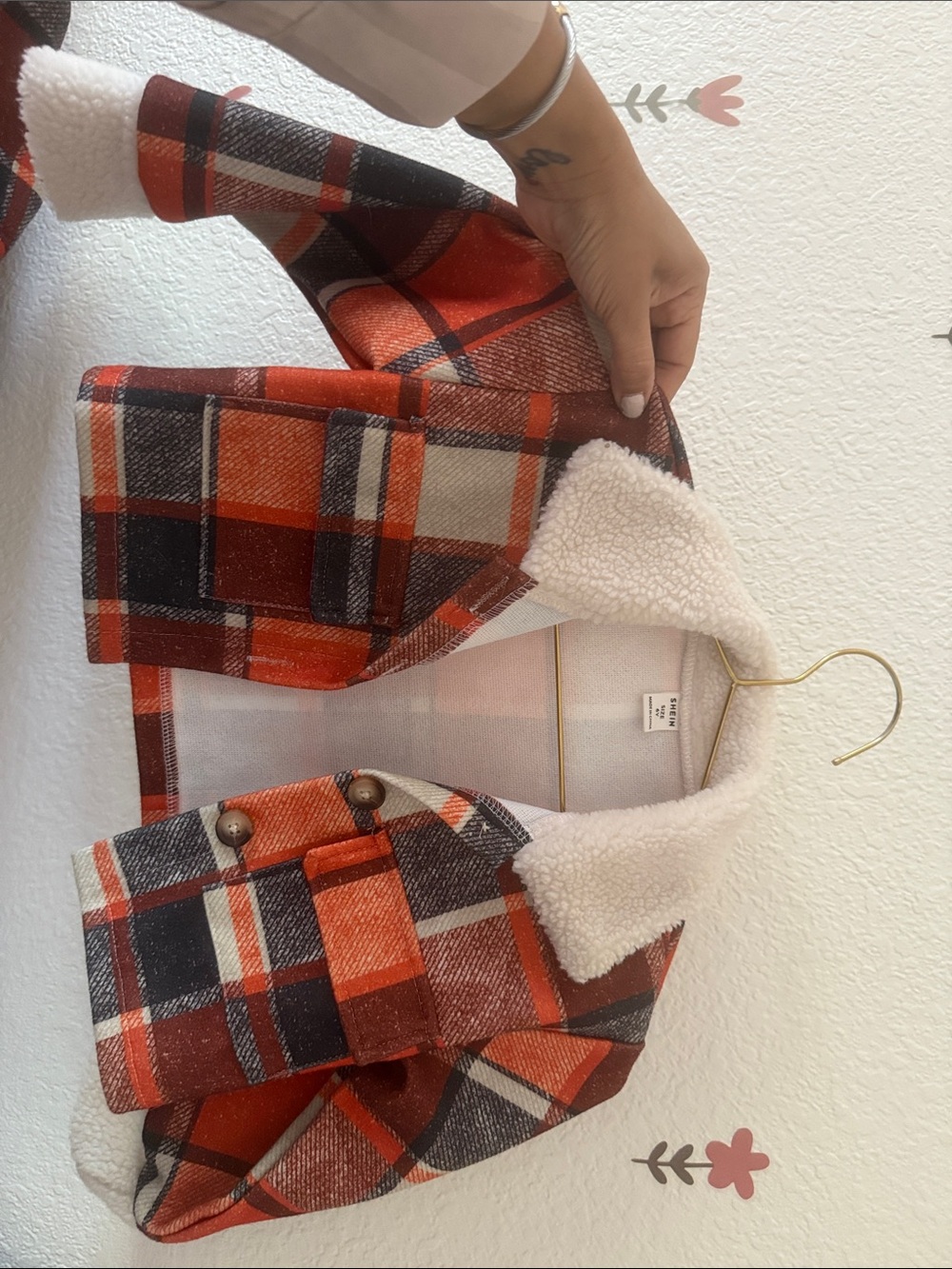 Kids Red Plaid Sherpa-Lined Coat